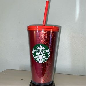 Starbucks 2020 Holiday Exclusive Ombré Glitter Cold Cup Tumbler Red 16oz